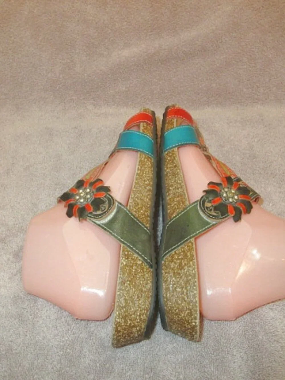 L'Artiste Spring Step Sandals 41 9.5 10 Floral Leather Wilma Comfort Slip On